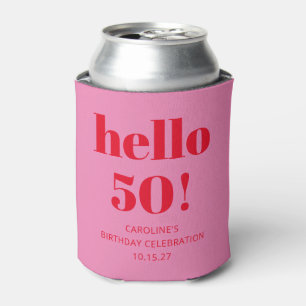Porta-lata Estética Moderna Ousada Rosa e Vermelho 50º Aniver