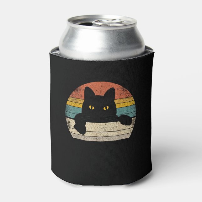 Porta-lata Estilo de Retrorização de Gato Preto - Presente de (Can Front)