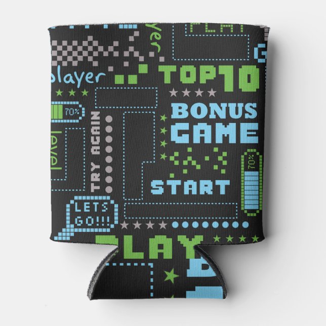 Porta-lata Estilo do jogo Pixel: padrão uniforme de abstrato (Frente)