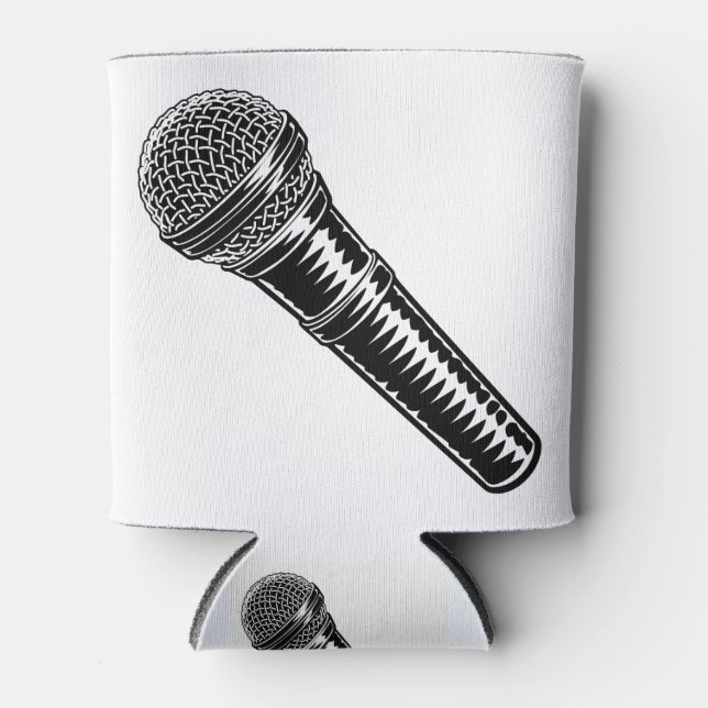 Porta-lata Estilo gravado de recorte de madeira do microfone (Frente)