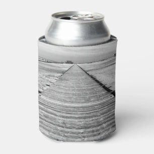 Porta-lata Estou a caminho da praia, preto e branco.