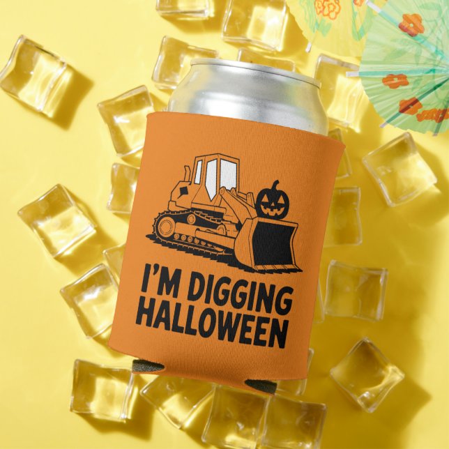 Porta-lata Estou Cavando Rosto de Abóbora de Halloween Trator (Verão in situ)