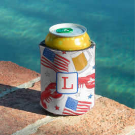 Porta-lata Estrela de Bandeira de Lagosta Monograma