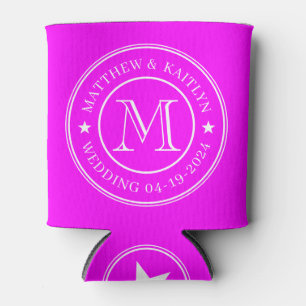 Porta-lata Estrela de Monograma de Casamento Rosa Retro Elétr