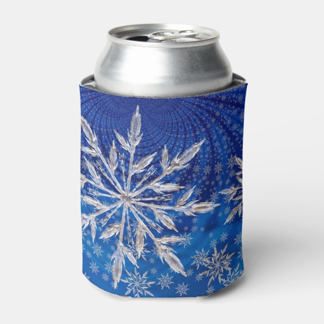 Porta-lata Estrela Floco de Neve de Natal Azul Gelo (Can Front)