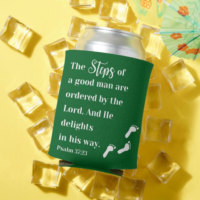 Porta-lata Etapas de um bom homem - Salmo 37:23 Verso da Bíbl (Verão in situ)