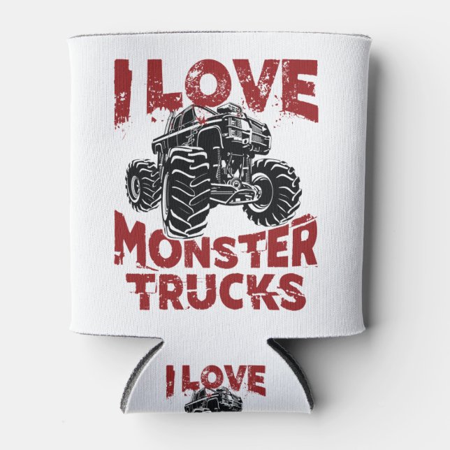 Porta-lata Eu Adoro Monster Trucks Grandes Caminhões (Frente)