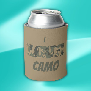 Porta-lata Eu Amo Camouflage Verde Brown  