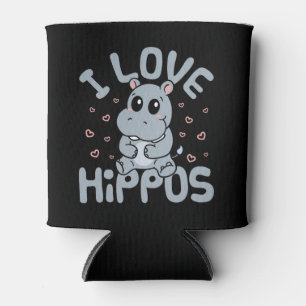 Porta-lata Eu Amo Hippos Cute Hippopotamus Lover