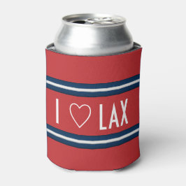 Porta-lata Eu amo Lacrosse Red White Blue