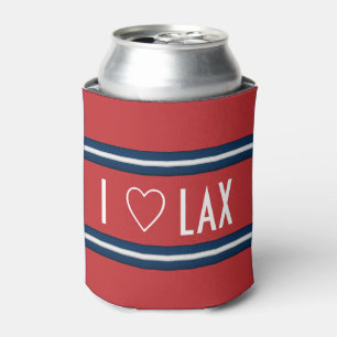 Porta-lata Eu amo Lacrosse Red White Blue 