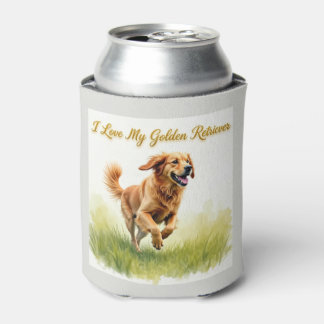 Porta-lata Eu Amo Meu Resfriador de Lata do Golden Retriever