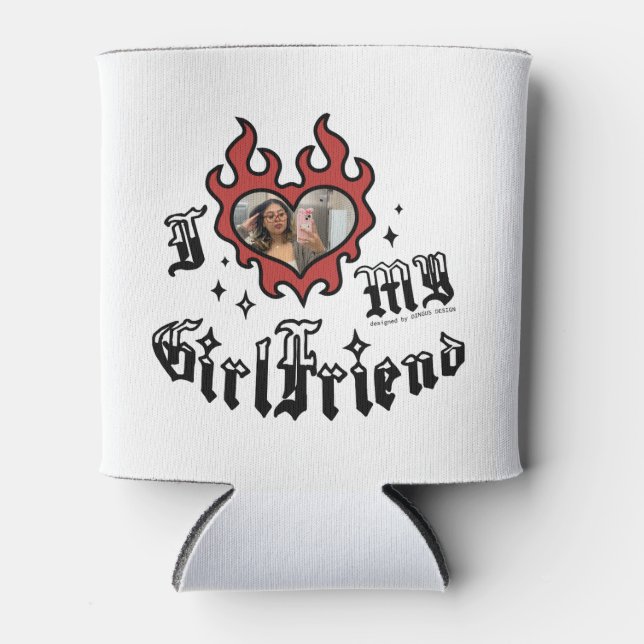 Porta-lata Eu Amo Minha Namorada - Vermelho - DingusDesign (Frente)