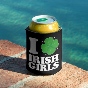 Porta-lata Eu Amo Raparigas Irlandesas Coração de Trevo Dia d