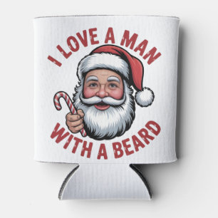 Porta-lata Eu Amo um Homem Com uma Barba Papai Noel Barbudo N