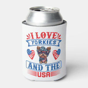 Porta-lata Eu amo Yorkies e os EUA 01