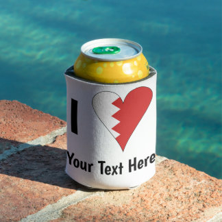 Porta-lata Eu (Bandeira do Coração do Bahrein) Personalizado 