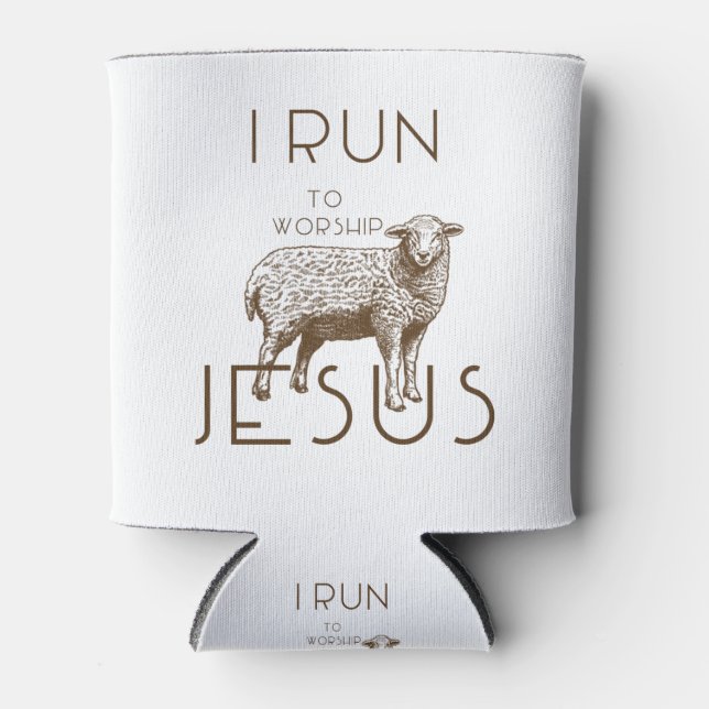 Porta-lata Eu Corro Para O Culto Jesus (Frente)