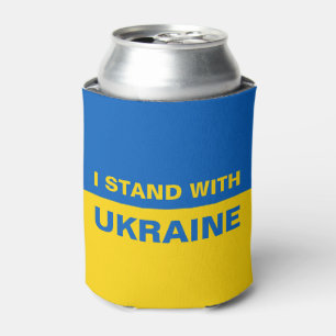 Porta-lata Eu fico com a bandeira ucraniana