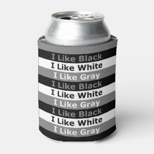 Porta-lata Eu Gosto De Branco Preto E Design De Cinza Com Cor