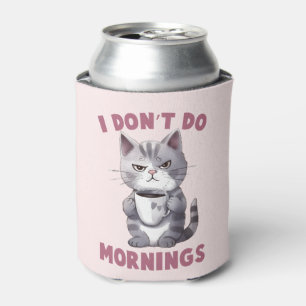 Porta-lata Eu não faço manhãs - Cinza gato com café