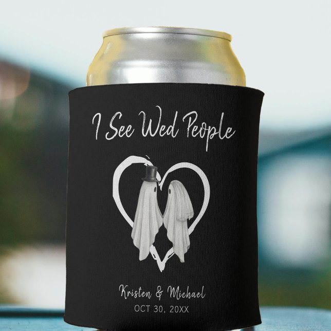 Porta-lata Eu Vejo Pessoas de Wed Fantasma Casamento de Hallo (I See Wed People Ghost Halloween Wedding Black Can Cooler
)