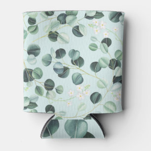 Porta-lata Eucalyptus Bliss: Padrão de Aquarela Turquesa.
