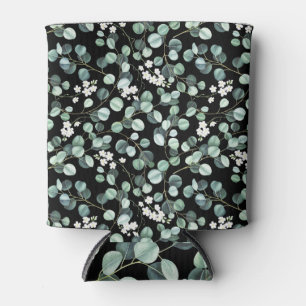 Porta-lata Eucalyptus deixa: padrão de flores brancas