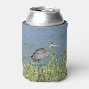 Porta-lata Excelente Blue Heron no rio.