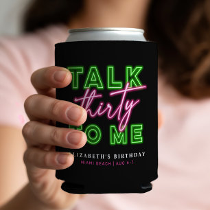 Porta-lata Fale Trinta Comigo Dirty 30 Neon Verde e Rosa