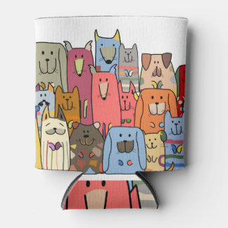 Porta-lata Família de cães engraçados: padrão uniforme.