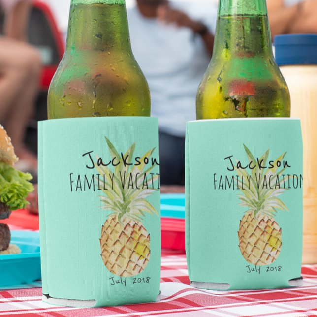 Porta-lata Família Personalizada de Férias de Verão de Abacax (Criador carregado)