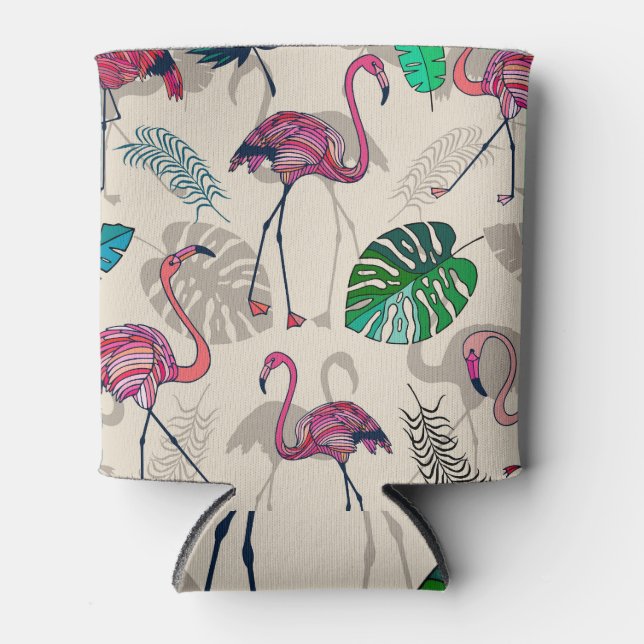 Porta-lata Fantasia Tropical: Flamingo Leaf Pattern (Frente)