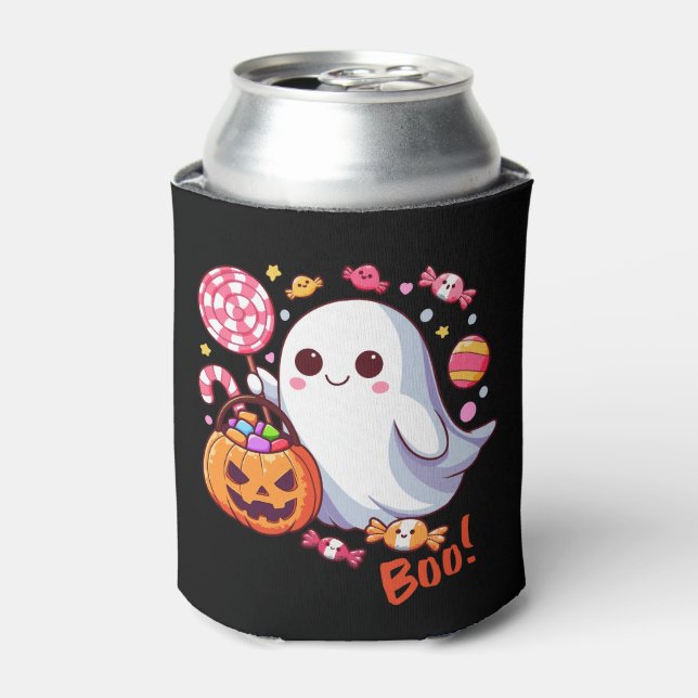 Porta-lata Fantasma Assustador de Halloween Fofo, Abóboras e  (Can Front)