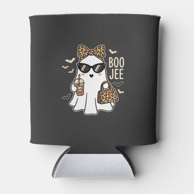 Porta-lata Fantasma Bonito Boo Jee Design de Leopardo de Hall (Frente)