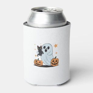 Porta-lata Fantasma Engraçado Segurando Um Gato Negro Preguiç