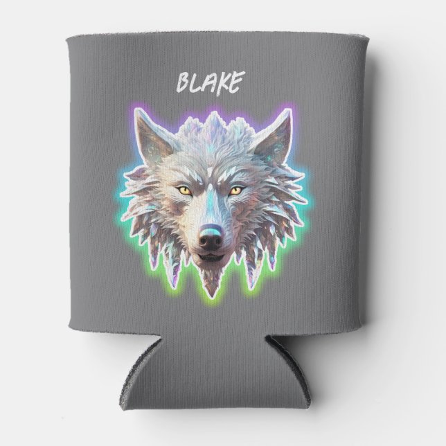 Porta-lata Fantasy White Wolf Head (Frente)