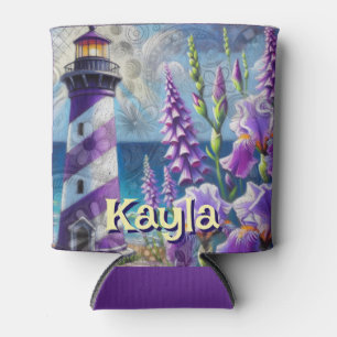 Porta-lata Farol Roxo com Foxglove & Iris Personalizado