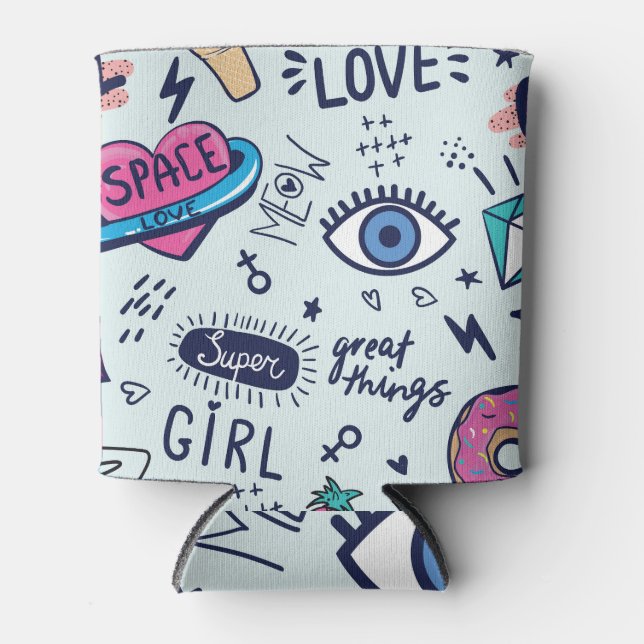 Porta-lata Fashion Patch: Pop Art Stickers. (Frente)