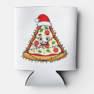 Porta-lata Fatia de Pizza de Natal com Chapéu de Papai Noel p