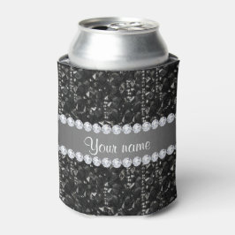Porta-lata Faux Black Sequins and Diamantes