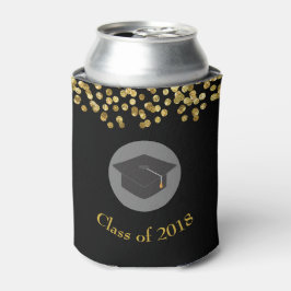 Porta-lata Faux Dourado Confetti e Classe de Boné de formatur