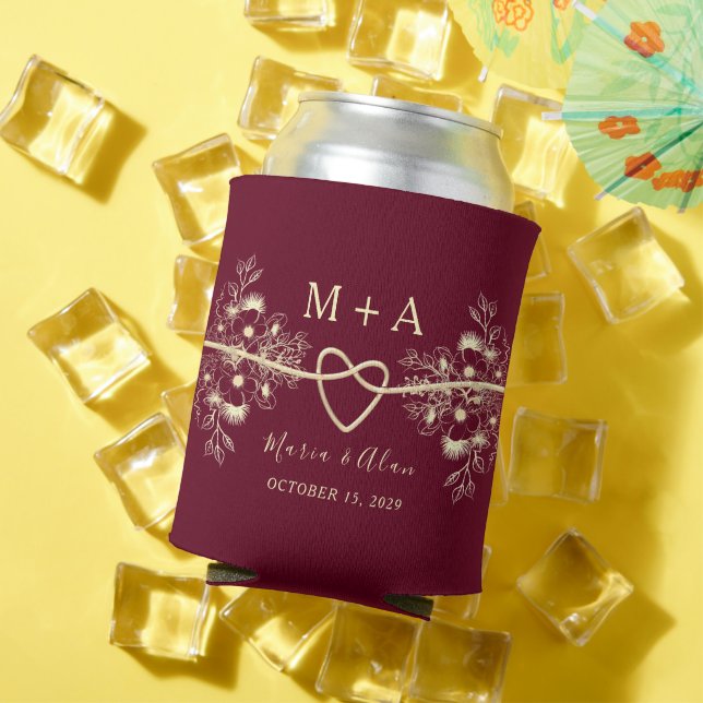 Porta-lata Favor de Casamento Borgonha Moderno (Verão in situ)