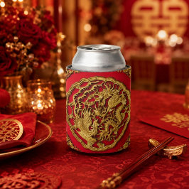 Porta-lata Favor de Casamento Chinês Dragão Fênix Vermelho Do