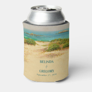 Porta-lata Favor de casamento de destino de praia costeira em
