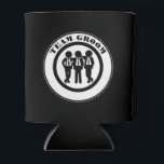 Porta-lata Favor de Casamento de Equipe<br><div class="desc">Equipe de Casamento Favor Beber pintinho de Trendy Favoritos de casamento Bebida refrigerador de bebidas Este porta-refrigerante apresenta um design gráfico de noivos e padrinhos de casamento com o texto Grupo de Equipes. Escolha sua própria cor, fonte e texto personalizados clicando no botão personalizá-lo para fazer deste um único favorito...</div>