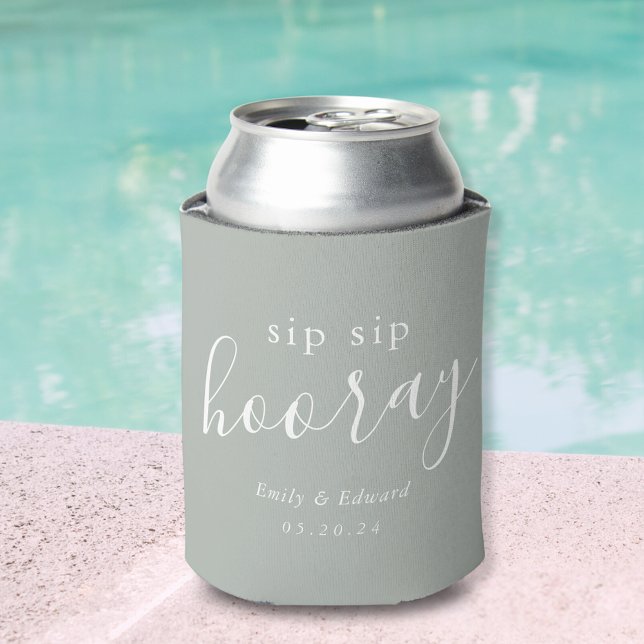 Porta-lata Favor de Casamento de Hooray Sip Sage Moderno (Criador carregado)