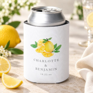 Porta-lata Favor de casamento de verão com limão em aquarela