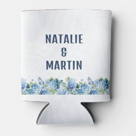 Porta-lata Favor de casamento floral de Hortênsia Azul