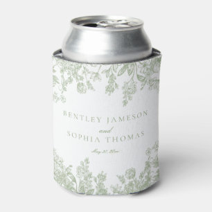 Porta-lata Favor de casamento floral vintage Sage Chinoiserie